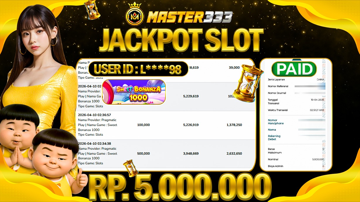 JACKPOT Rp 5.000.000 JUTA DIMASTER333 LANGSUNG BAYAR LUNAS